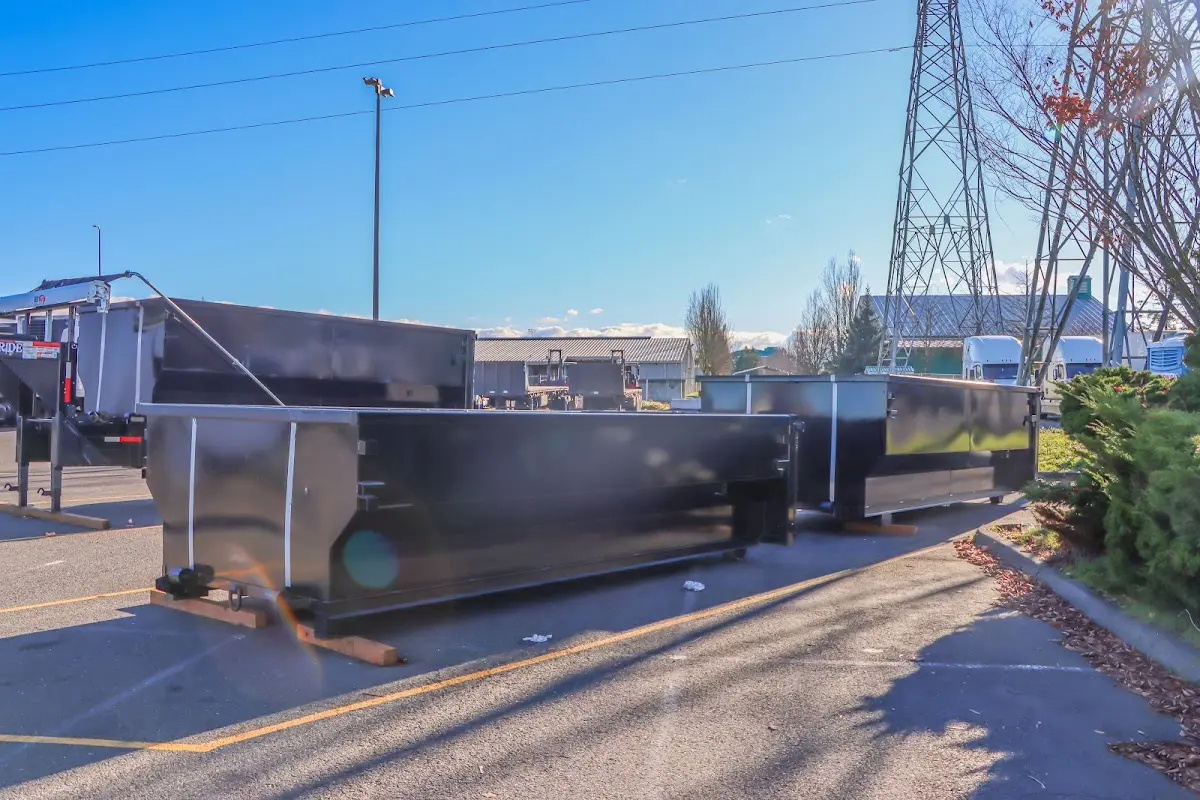 Roll-off dumpster ready for waste disposal at job site for Yard Waste Dumpster Rental in Appleton
